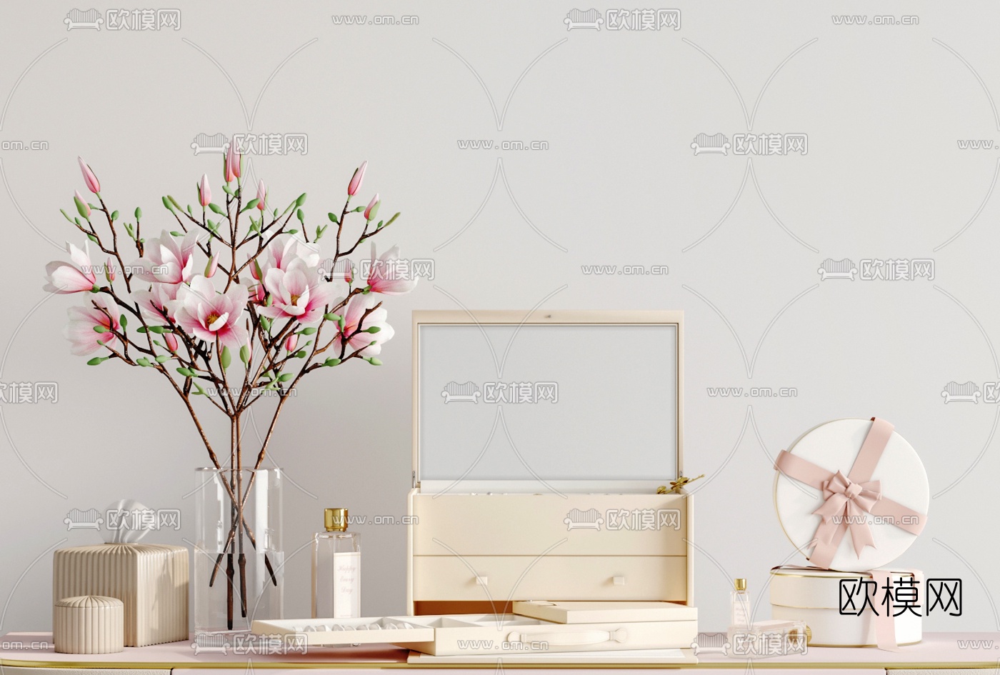 现代首饰珠宝香水摆件3d模型下载（渲染图2）