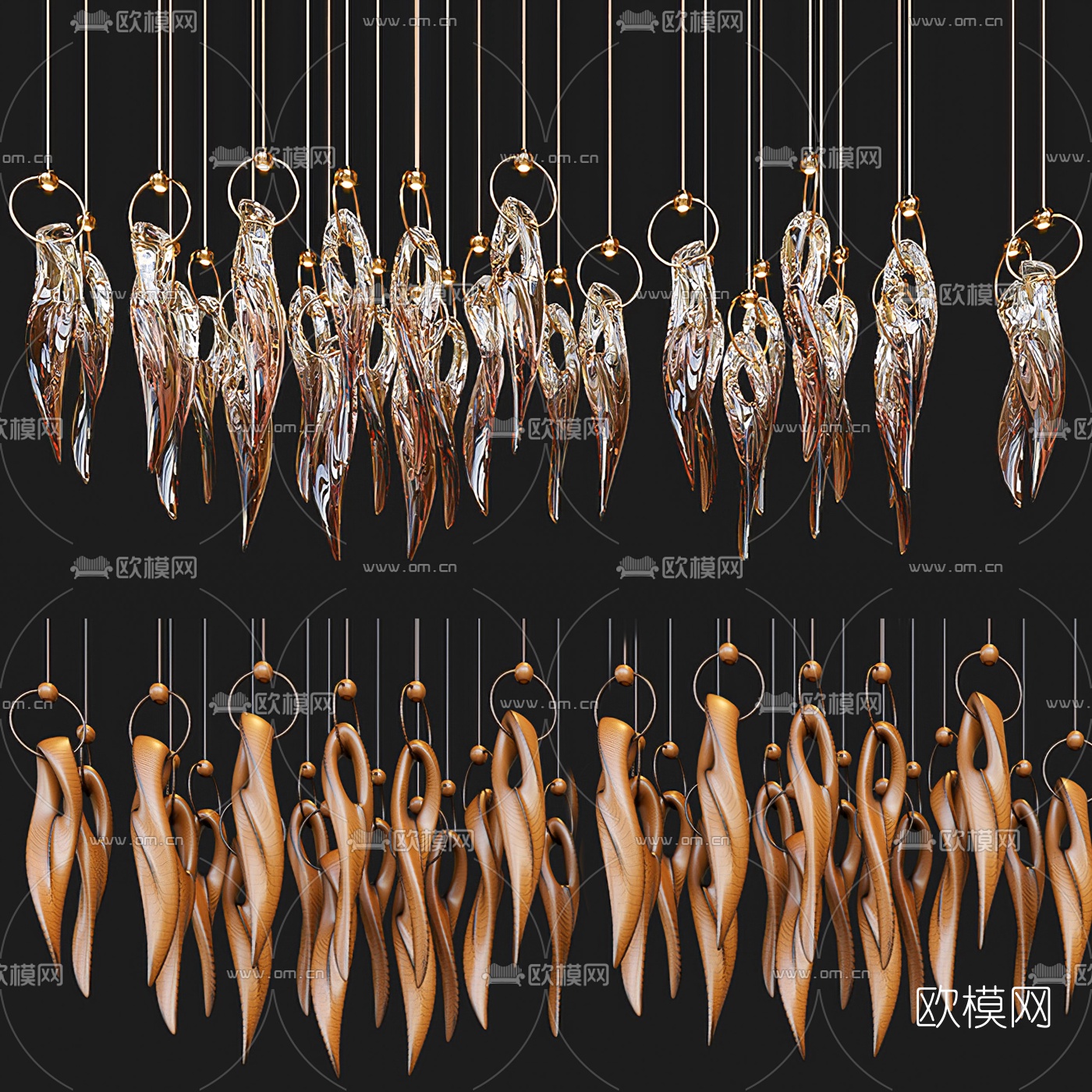 现代轻奢水晶装饰吊灯3d模型下载