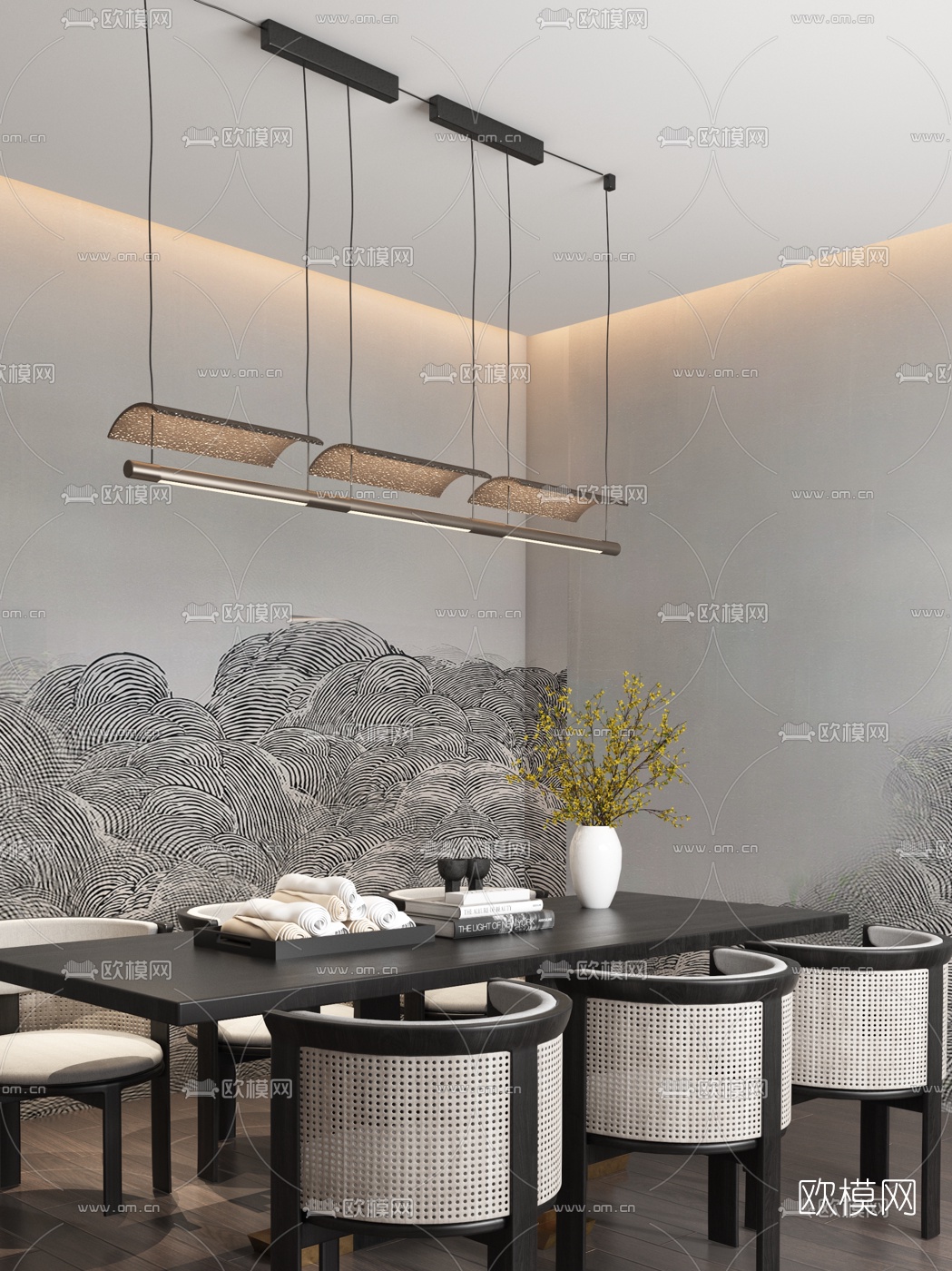 WJID维几设计 新中式休闲桌椅3d模型下载