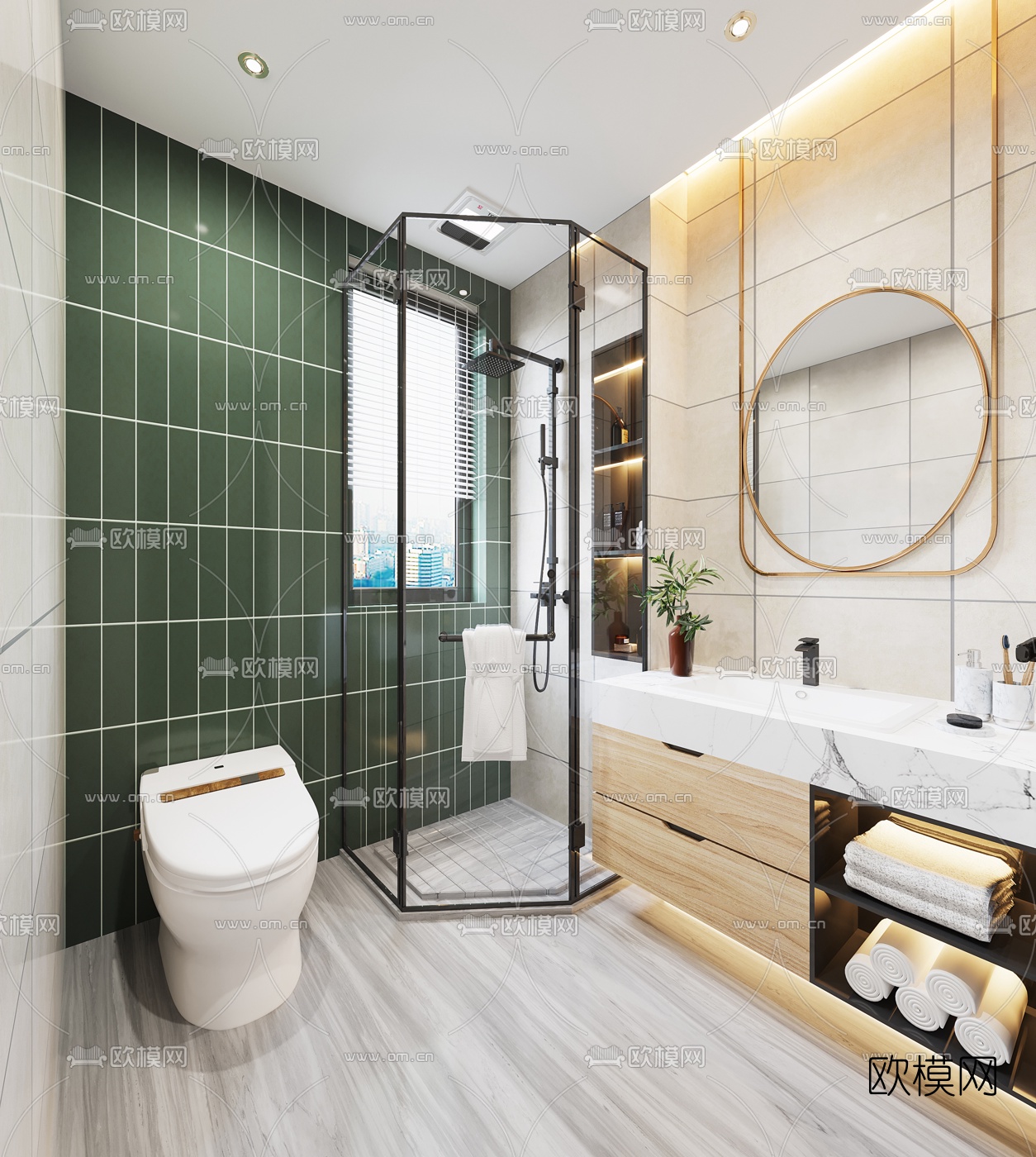 北欧卫生间浴室3d模型下载