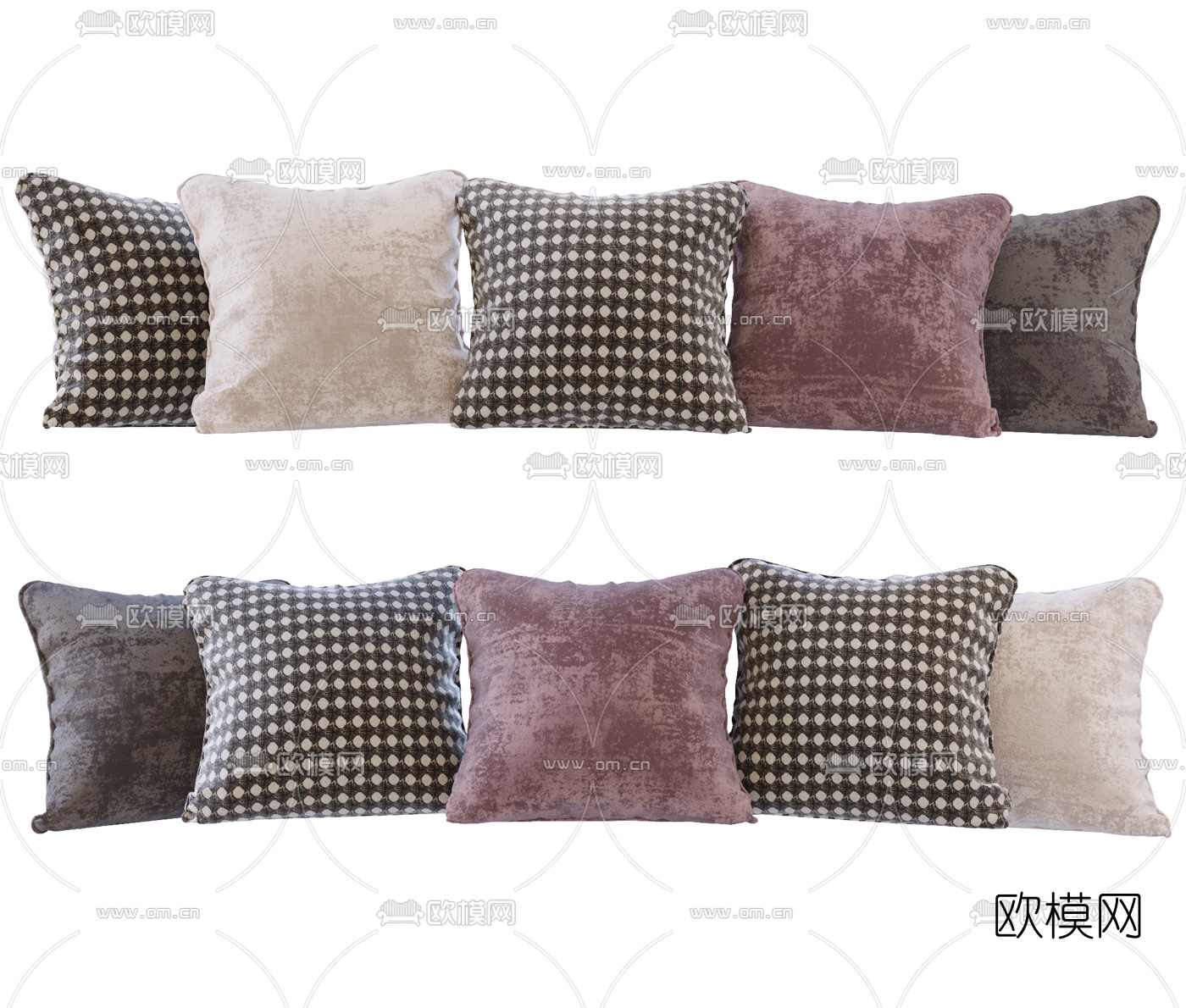 现代布艺抱枕3d模型下载（渲染图2）