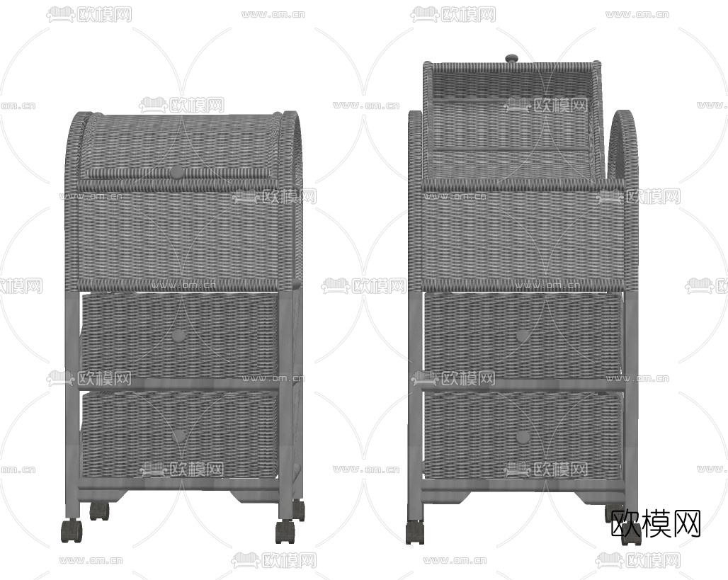 现代藤编储物柜su模型下载（渲染图2）