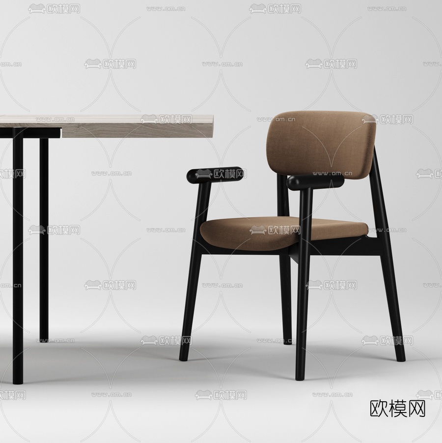 现代方形餐桌椅3d模型下载（渲染图2）