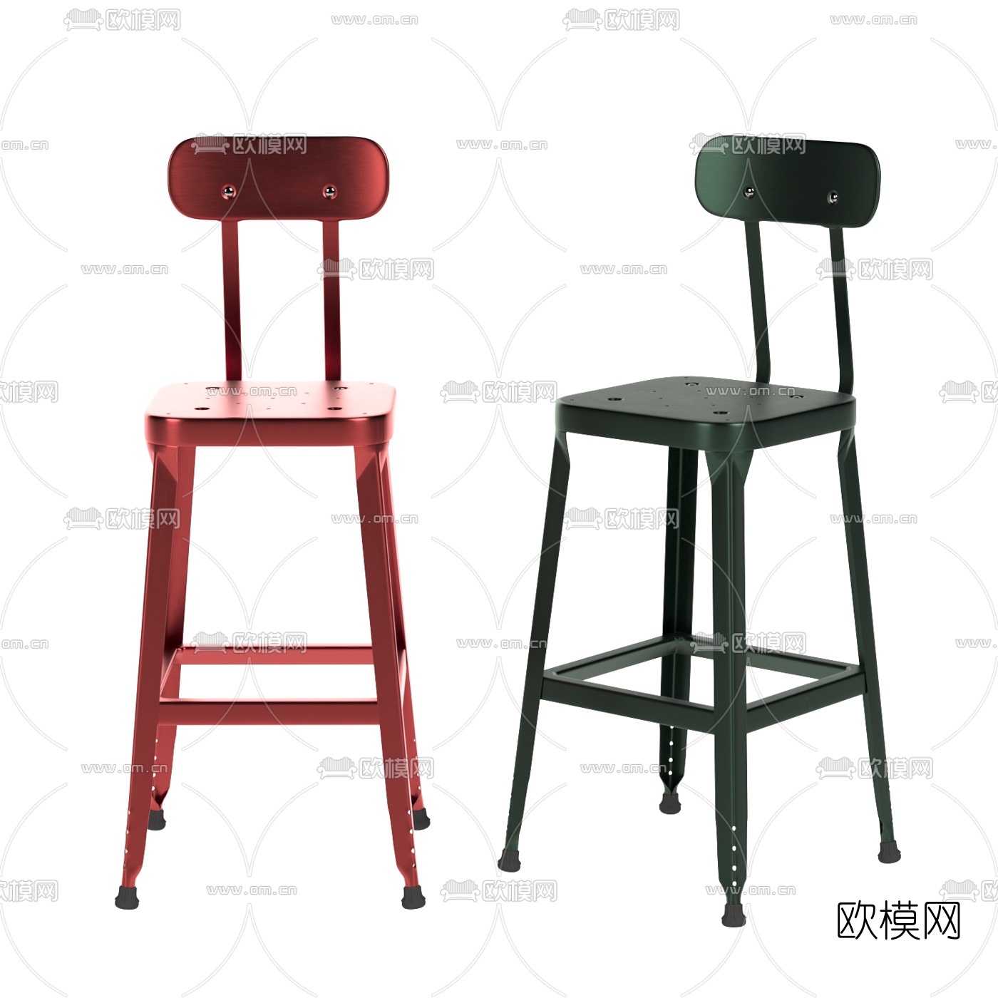 工业风铁质吧台椅3d模型下载（渲染图3）