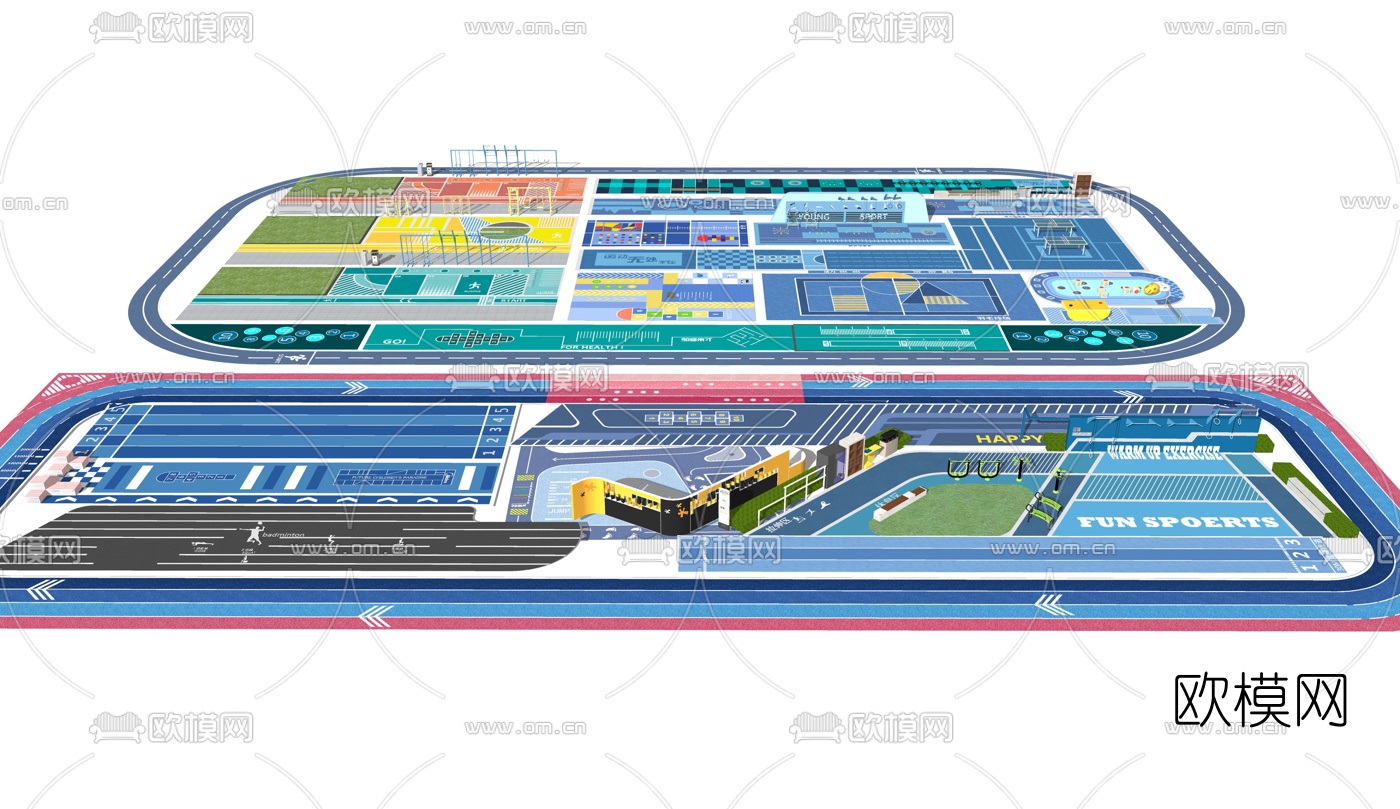 现代运动场地健身器材su模型下载（渲染图8）