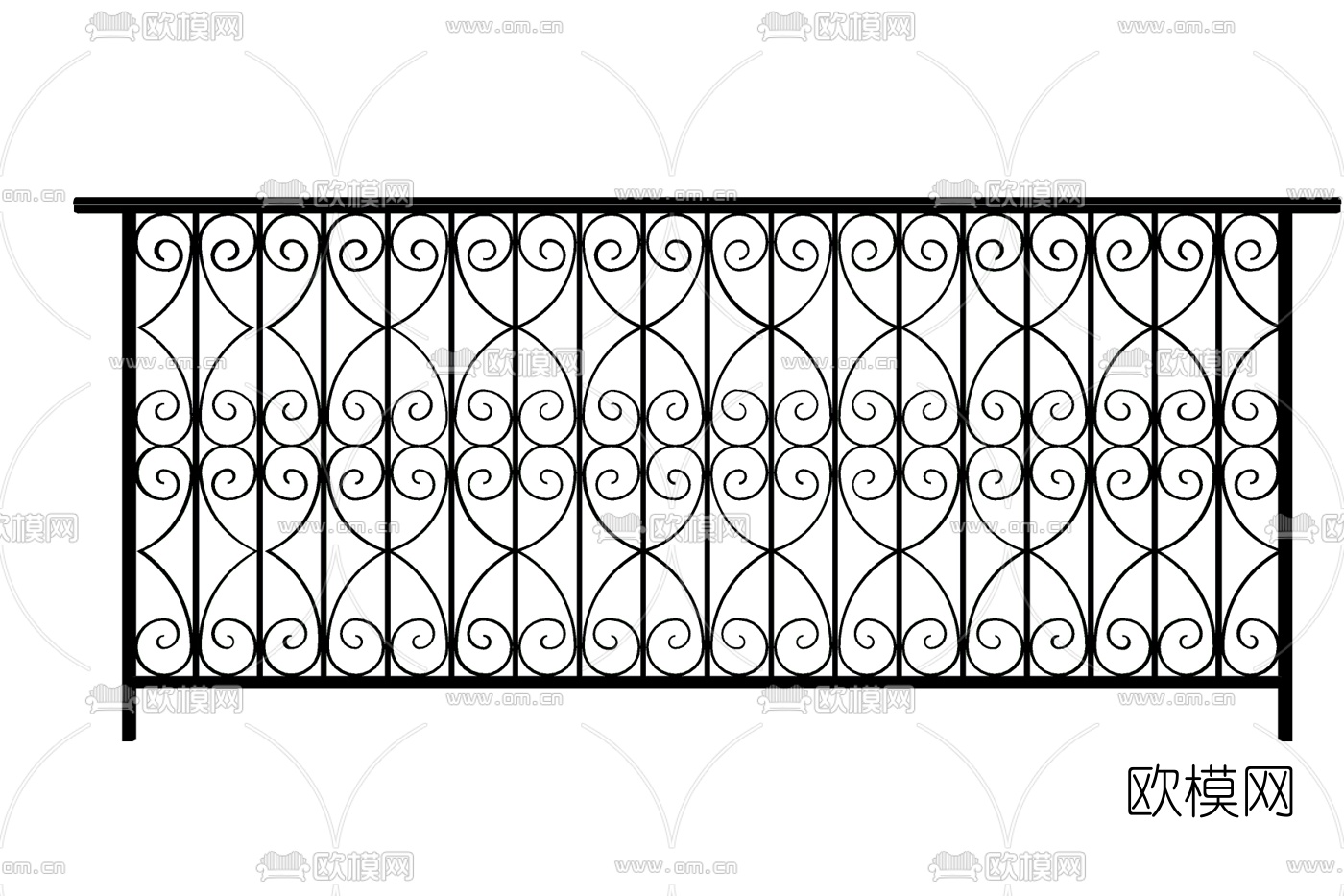 欧式铁艺护栏su模型下载