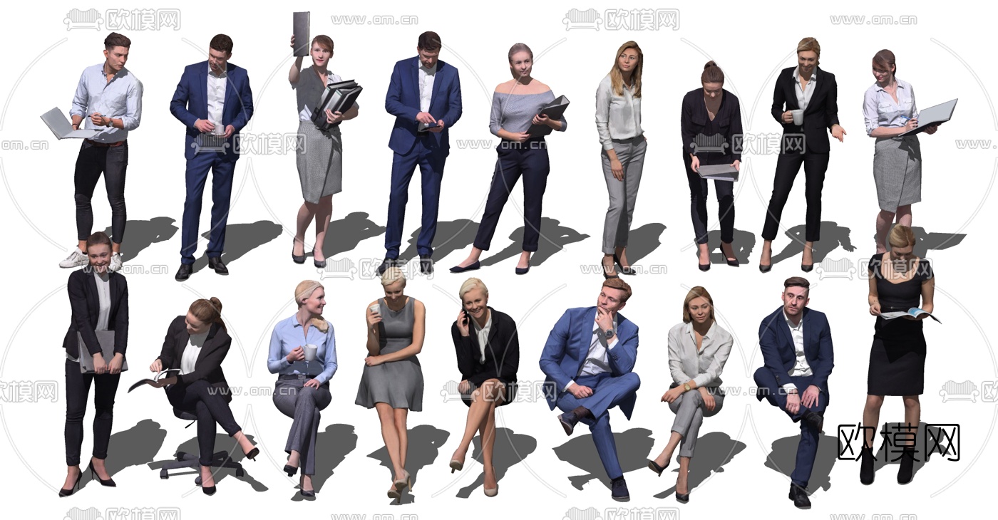 现代商务人物su模型下载