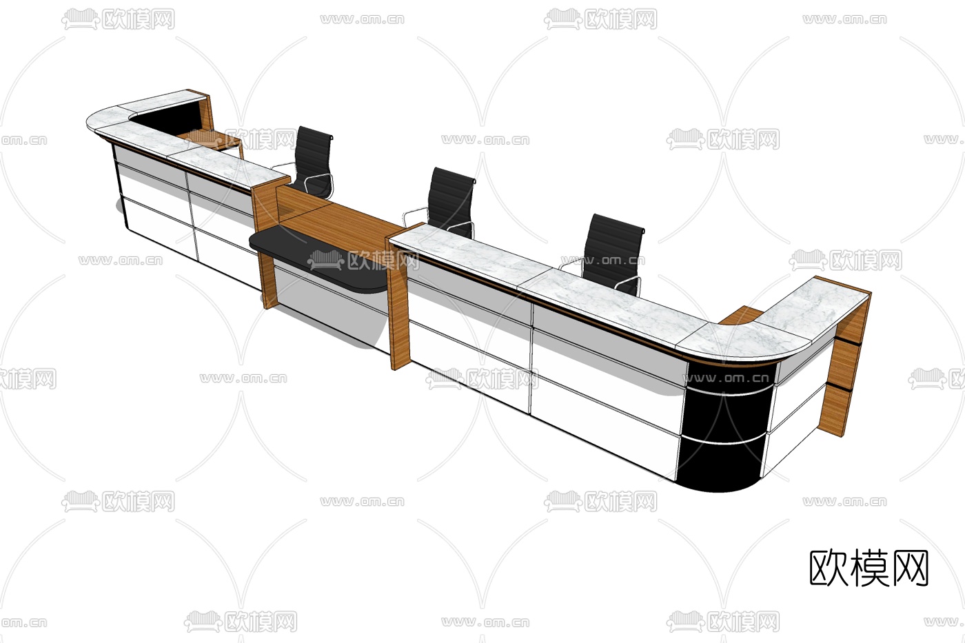 现代接待台免费su模型下载