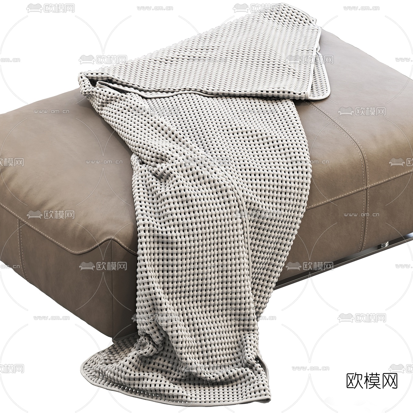 现代皮革脚踏沙发凳3d模型