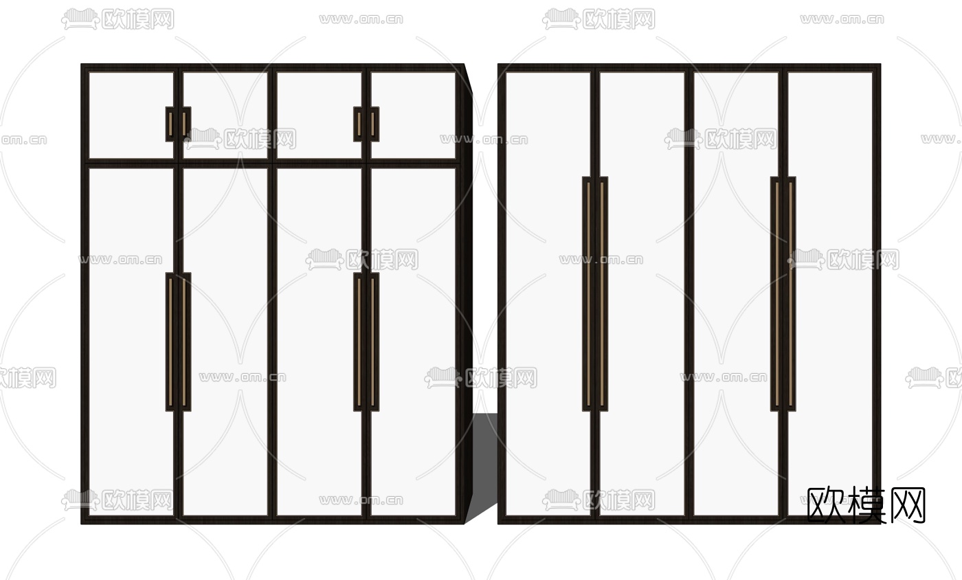 新中式多功能衣柜su模型下载