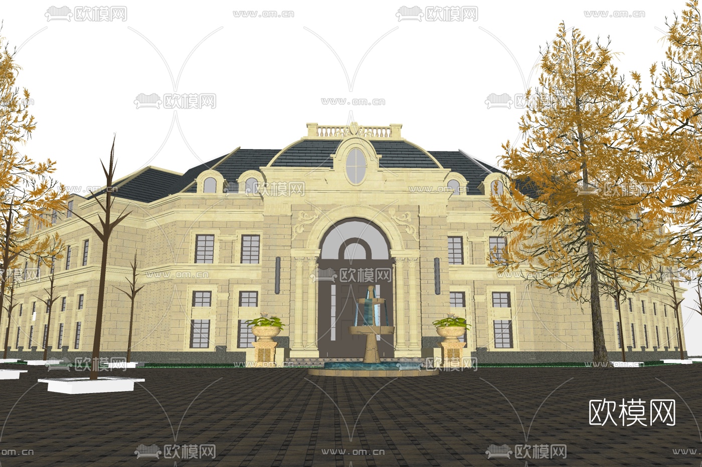 欧式休闲会所su模型下载