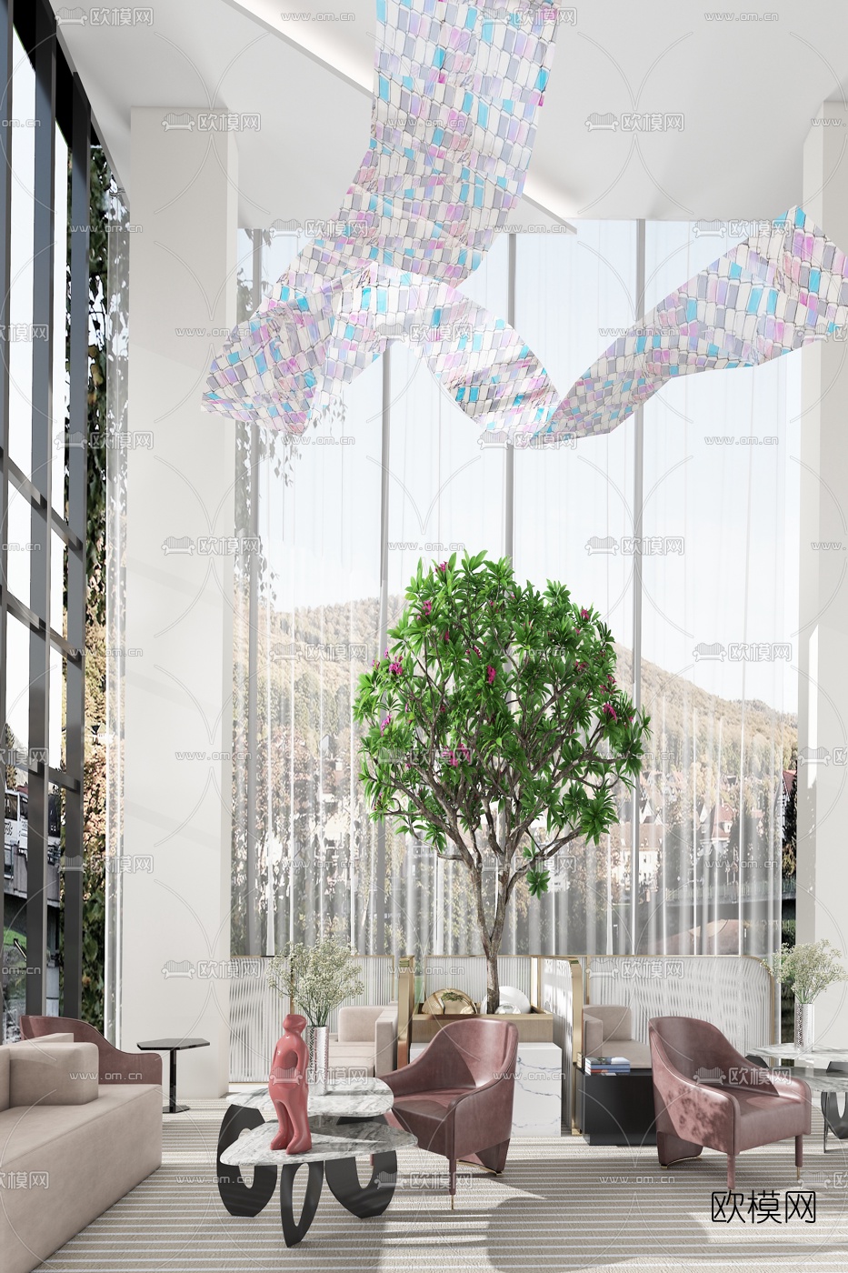 纳沃设计 现代售楼处洽谈区3d模型下载