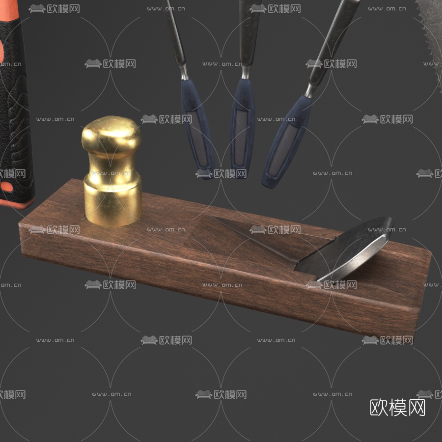 现代锤子锯子工具3d模型下载（渲染图2）