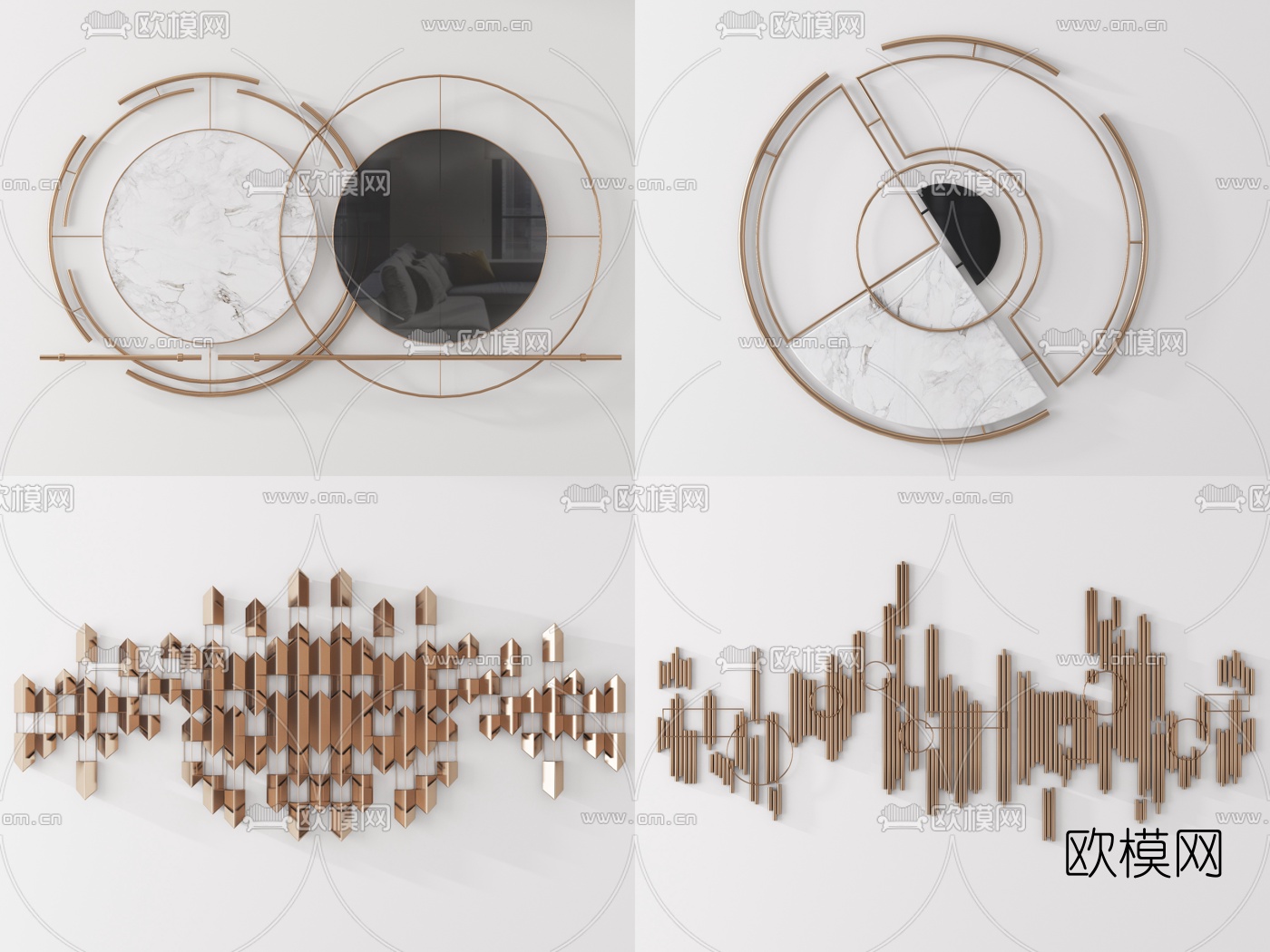现代圆形墙饰挂件3d模型