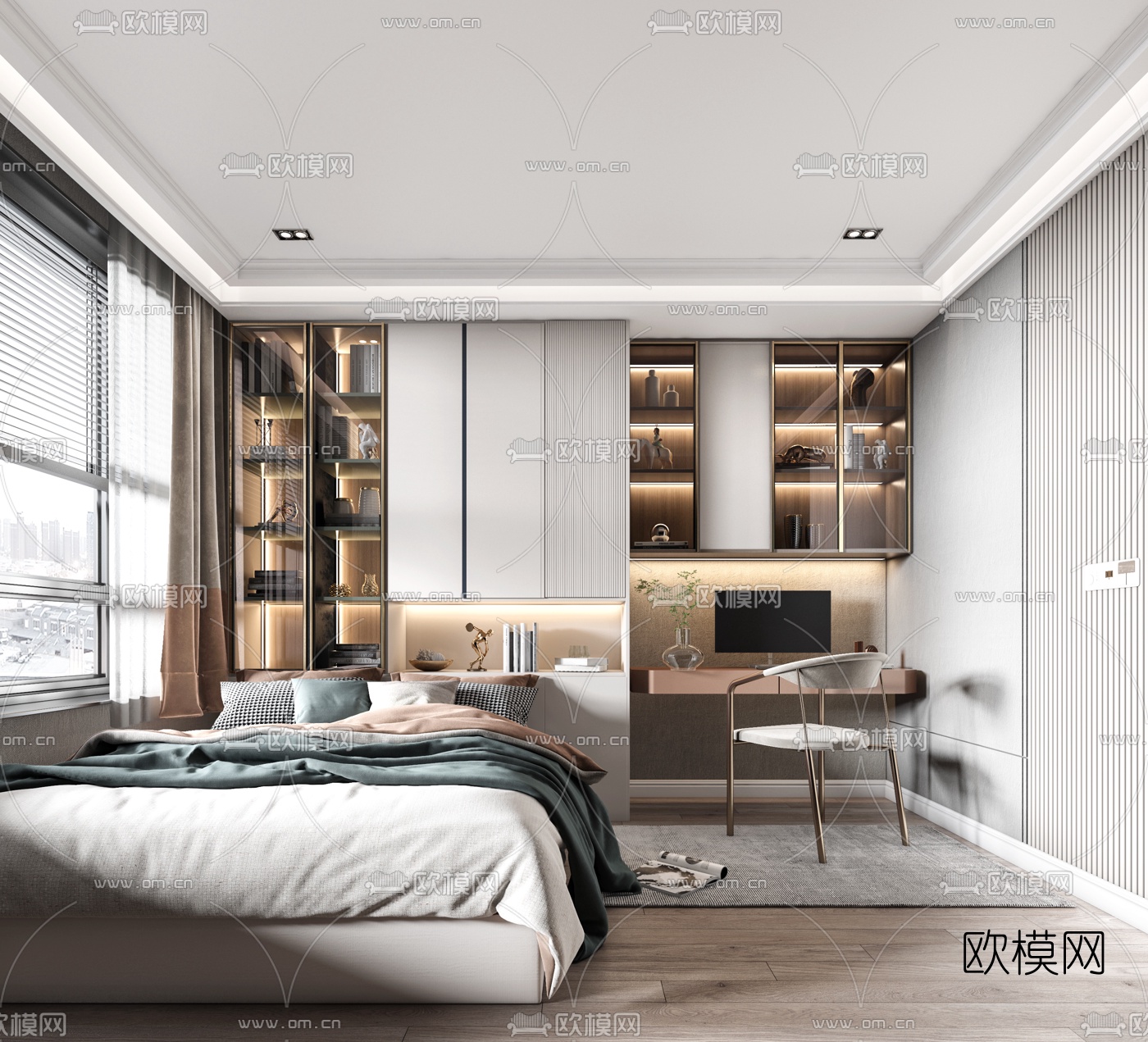 现代榻榻米卧室3d模型下载