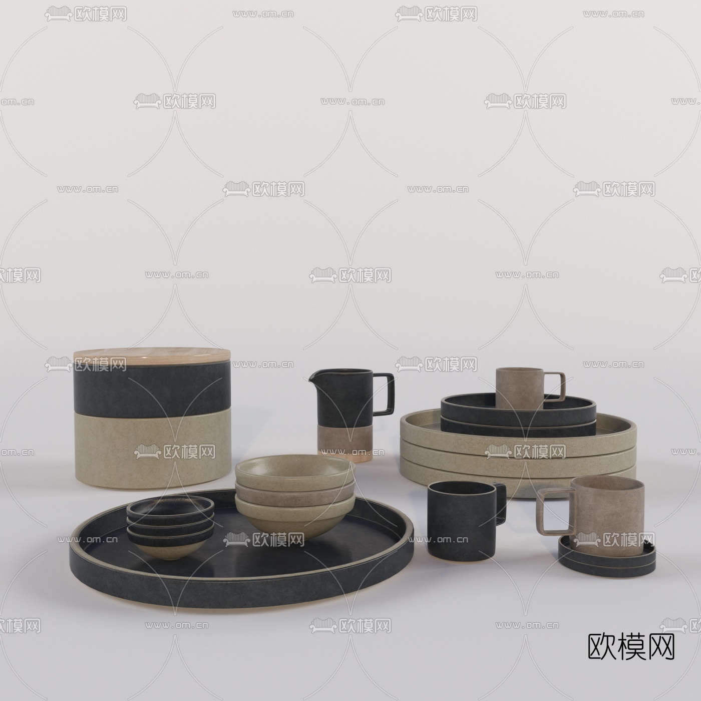 现代厨房餐具3d模型下载（渲染图1）