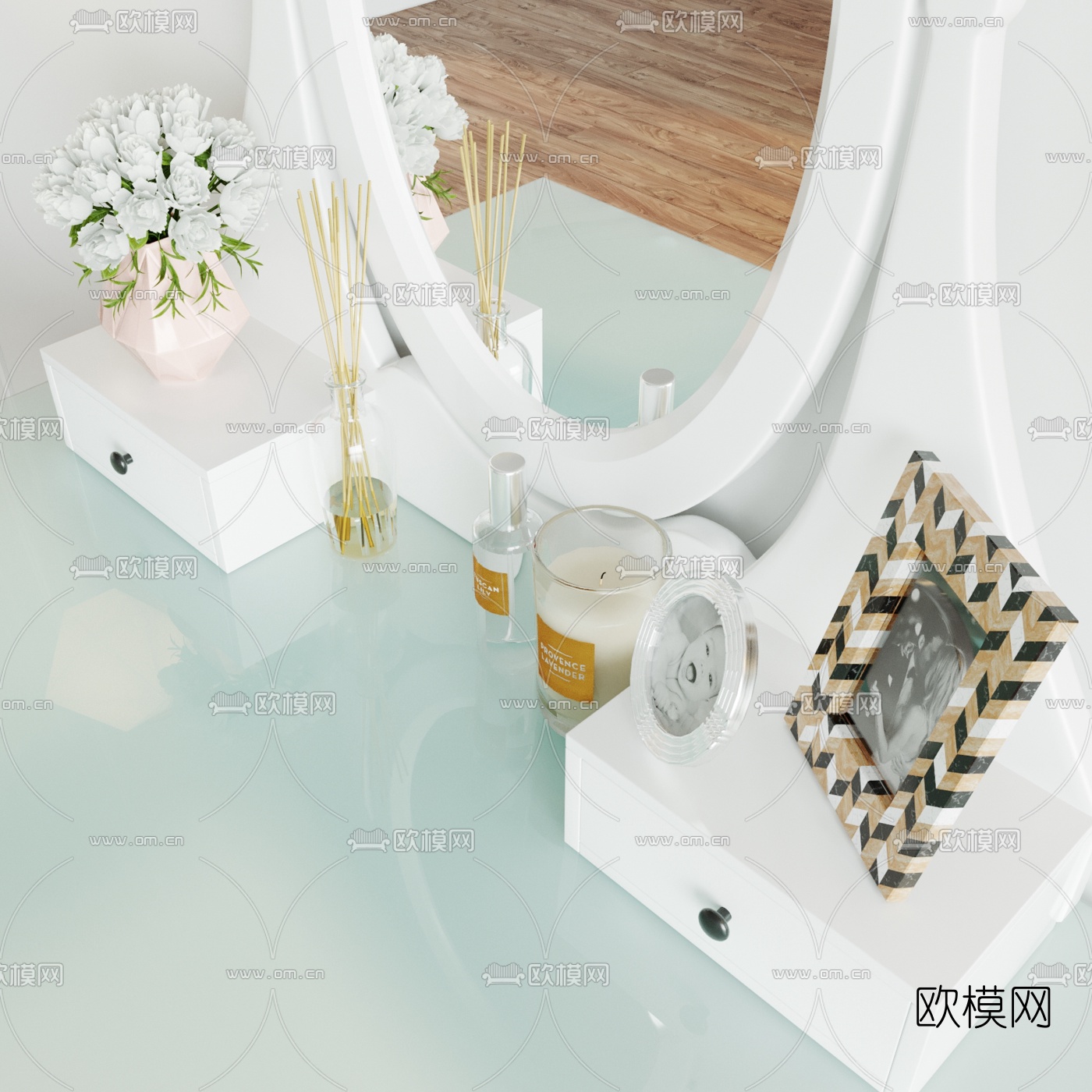 现代小清新梳妆台3d模型