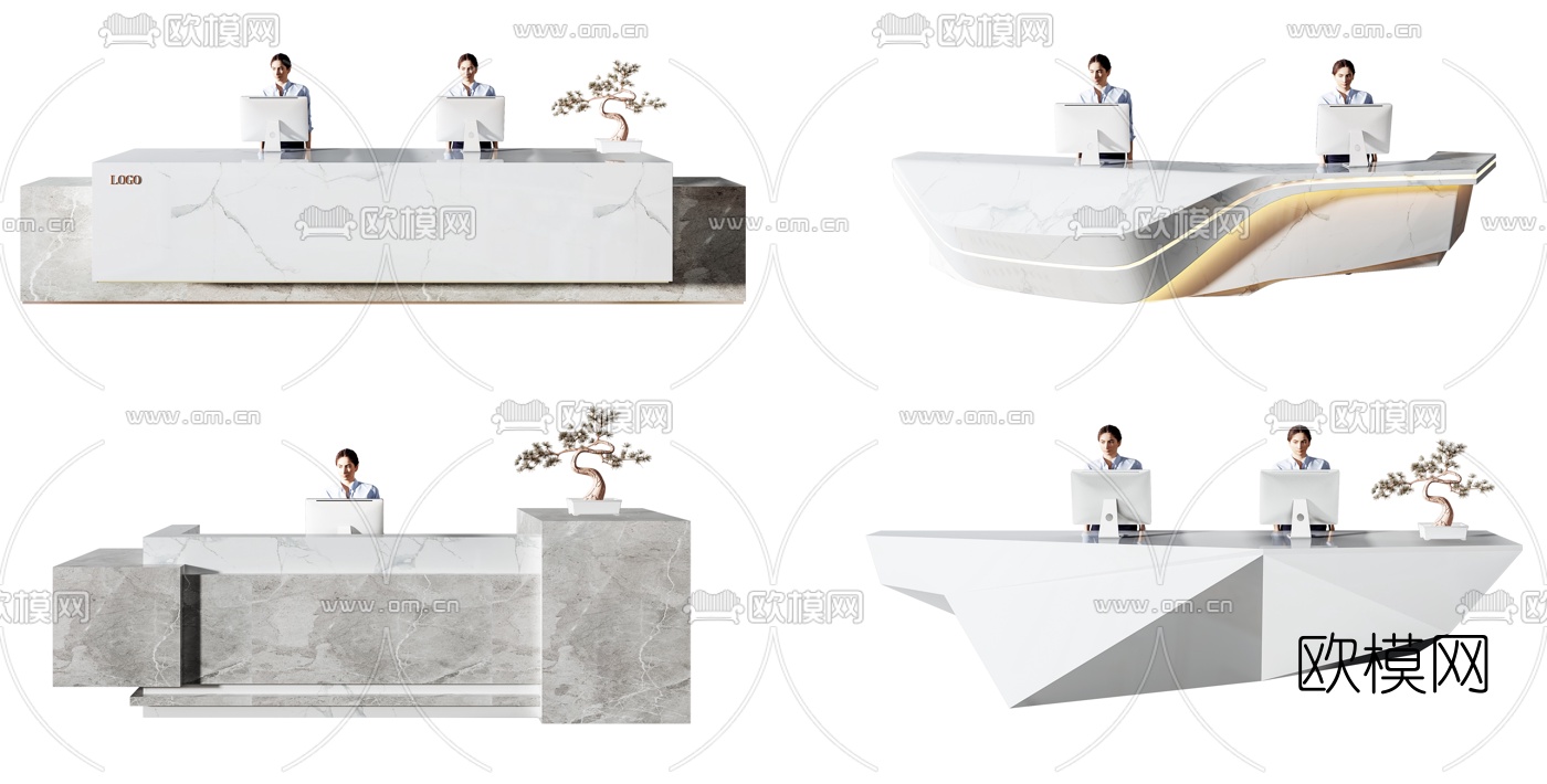 现代大理石前台接待台3d模型