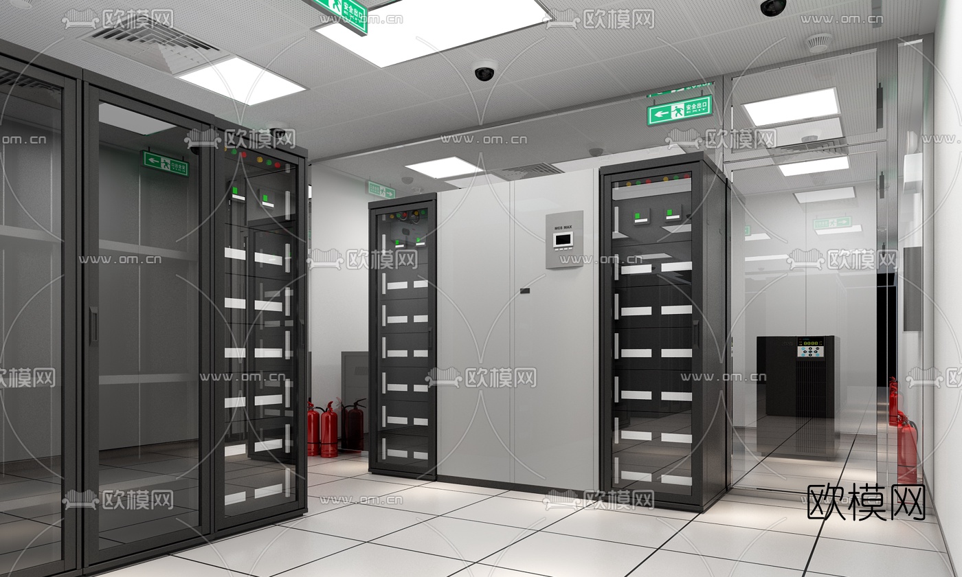现代服务器机房su模型下载（渲染图1）