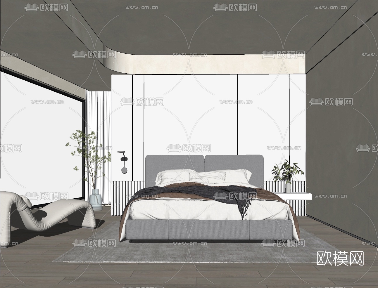 侘寂卧室su模型下载（渲染图2）