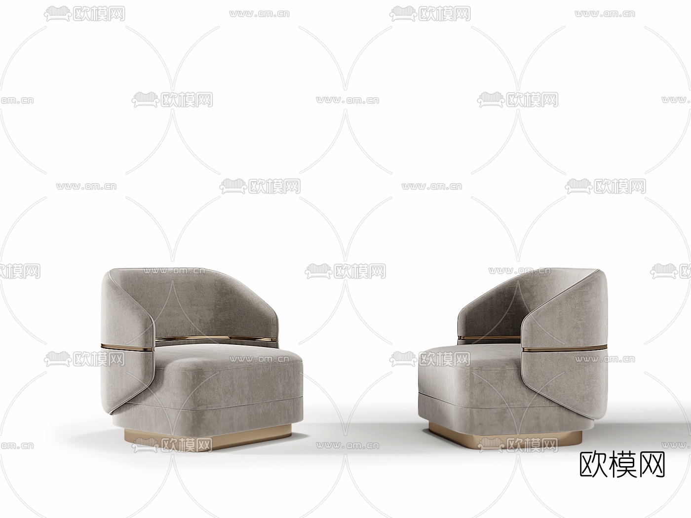 现代轻奢单人沙发3d模型下载（渲染图2）