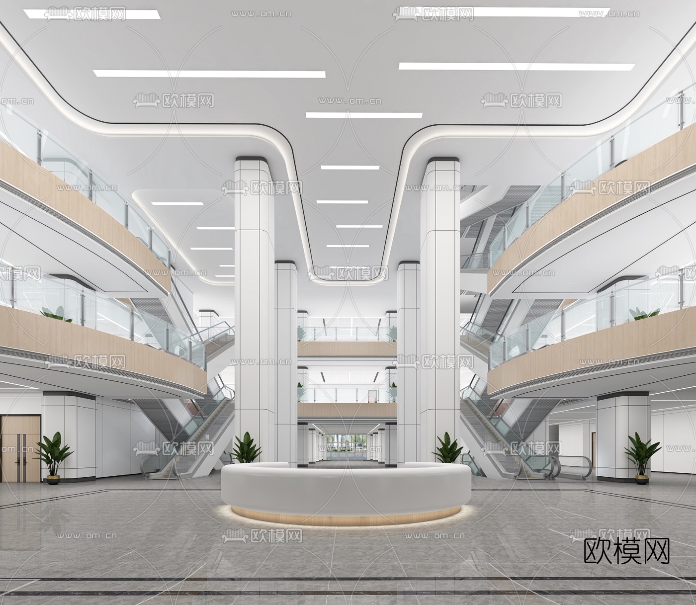 现代医院大厅诊室3d模型下载（渲染图1）