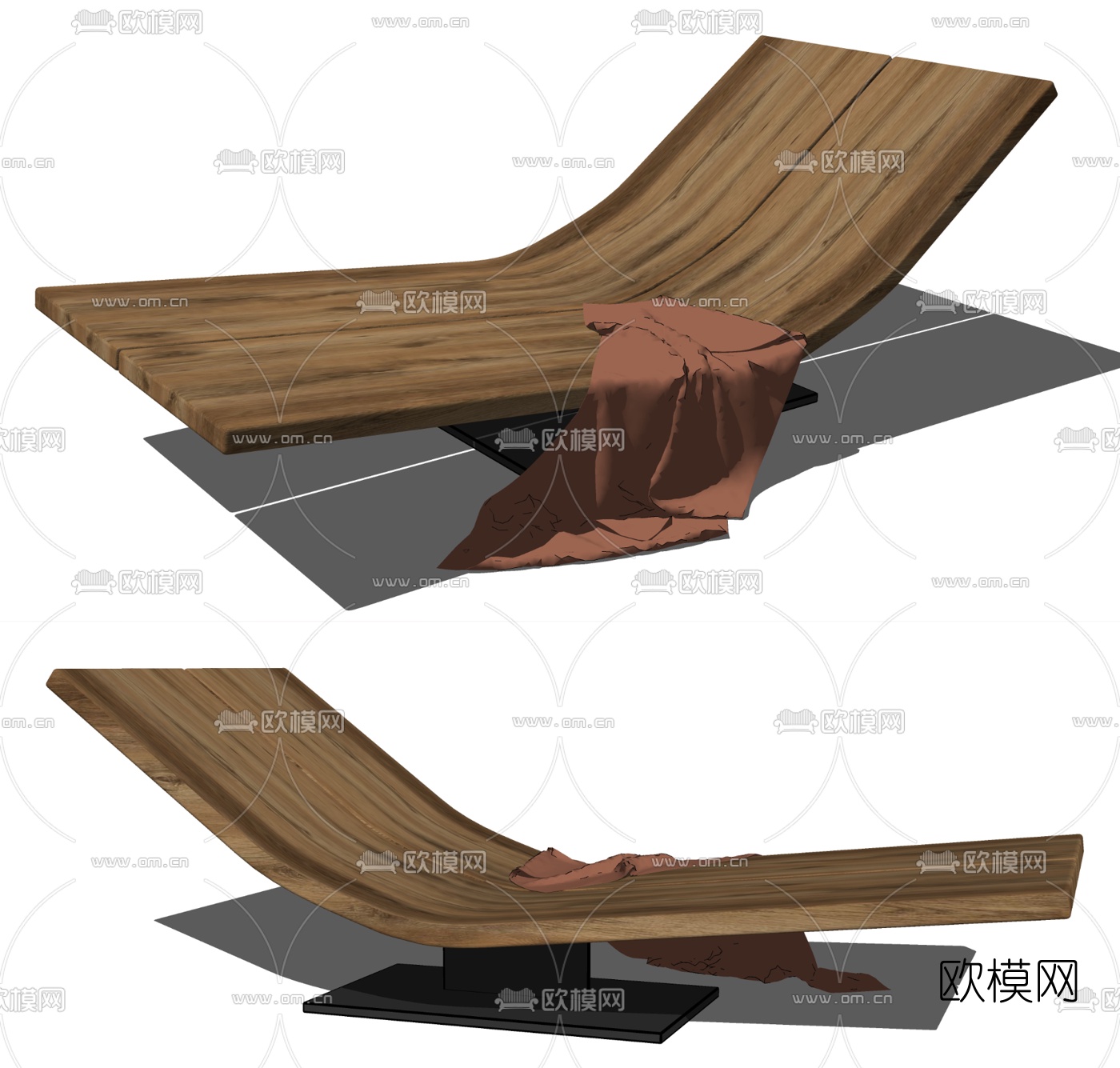 现代实木躺椅su模型