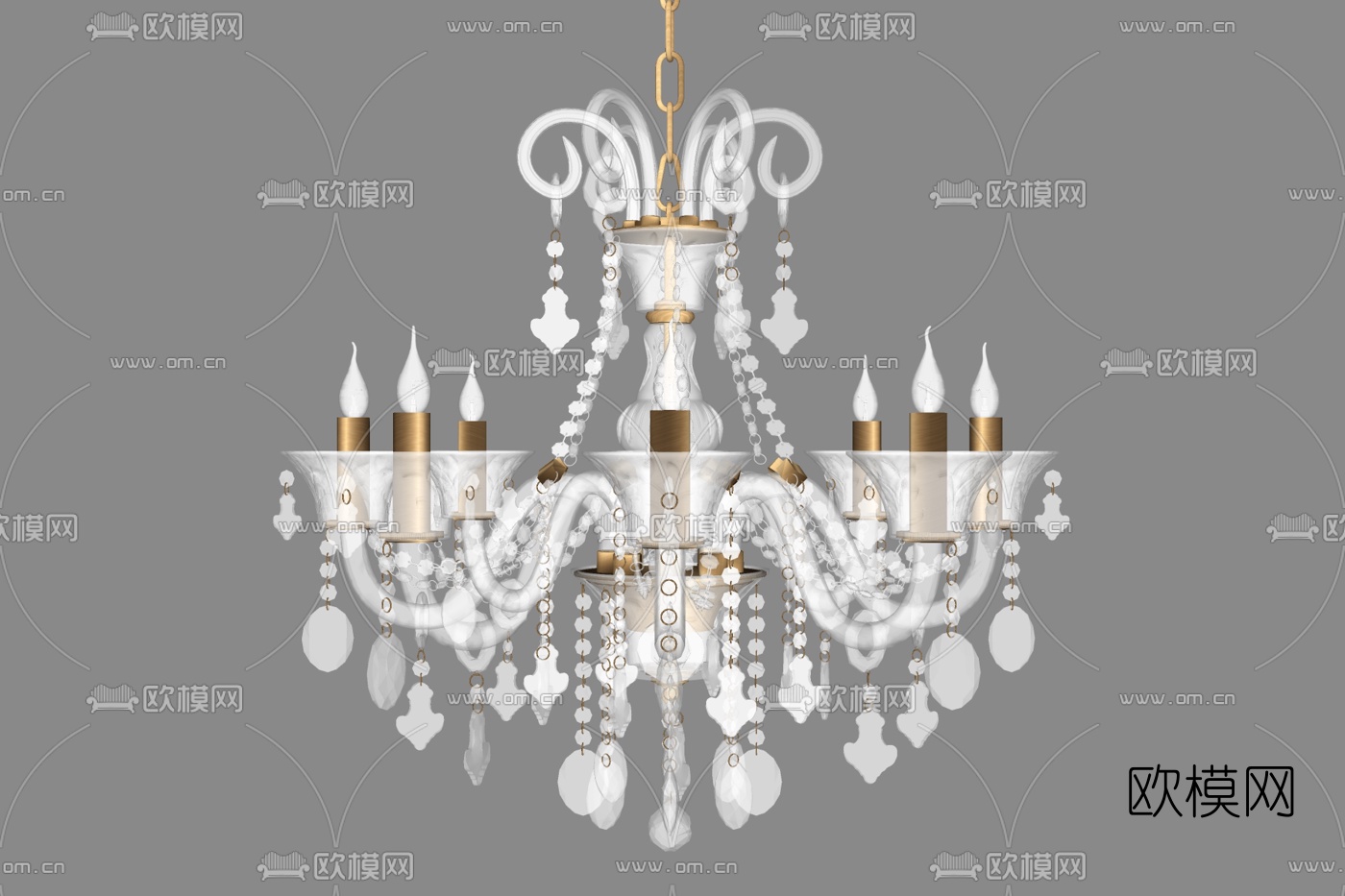 欧式水晶吊灯su模型下载
