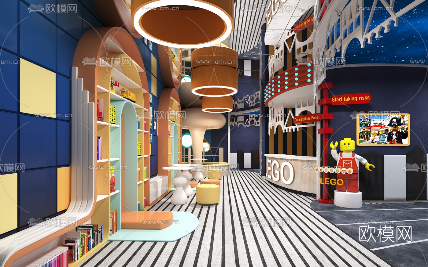 现代儿童教育活动中心3d模型下载（渲染图2）