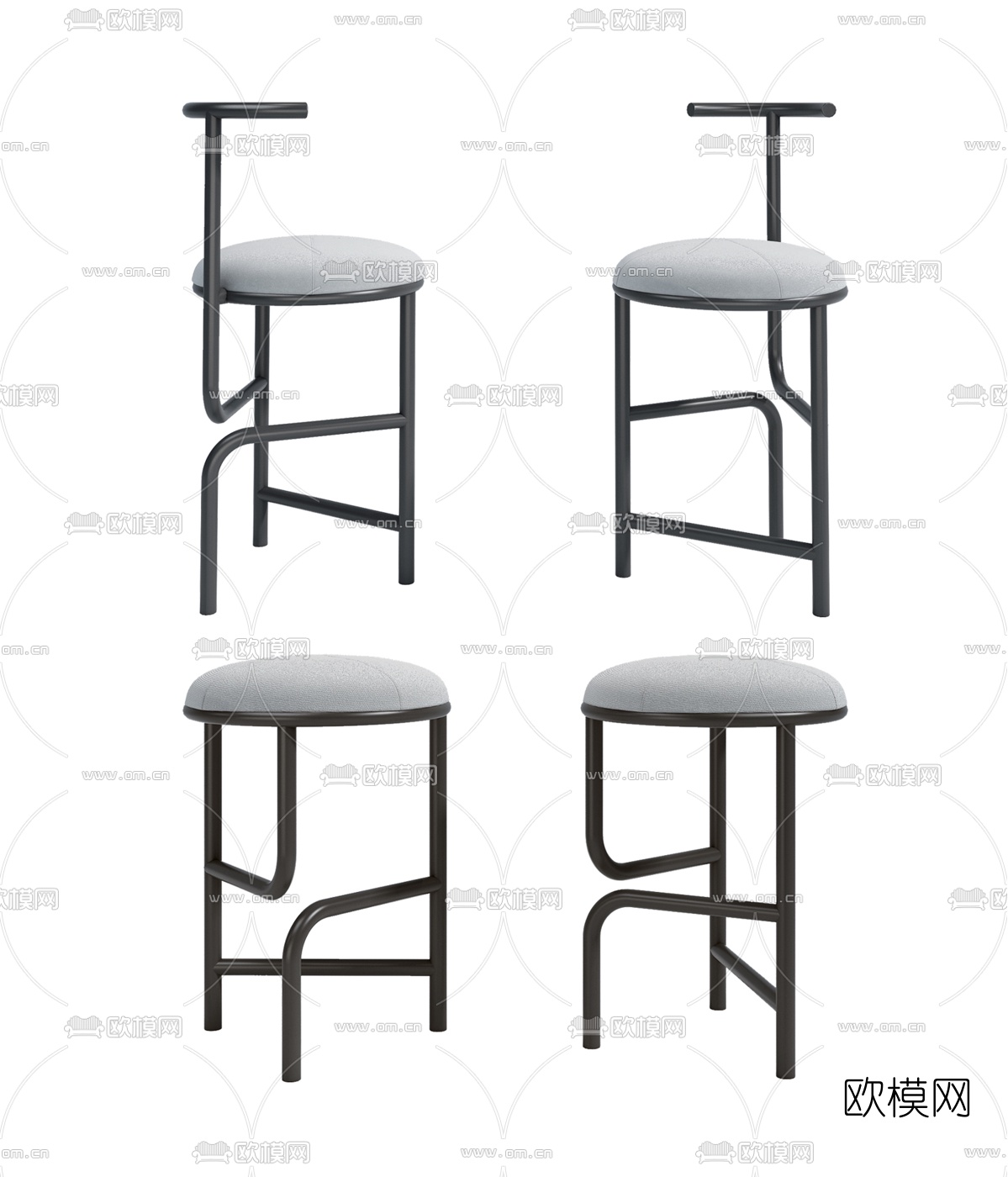 工业风创意吧椅3d模型下载