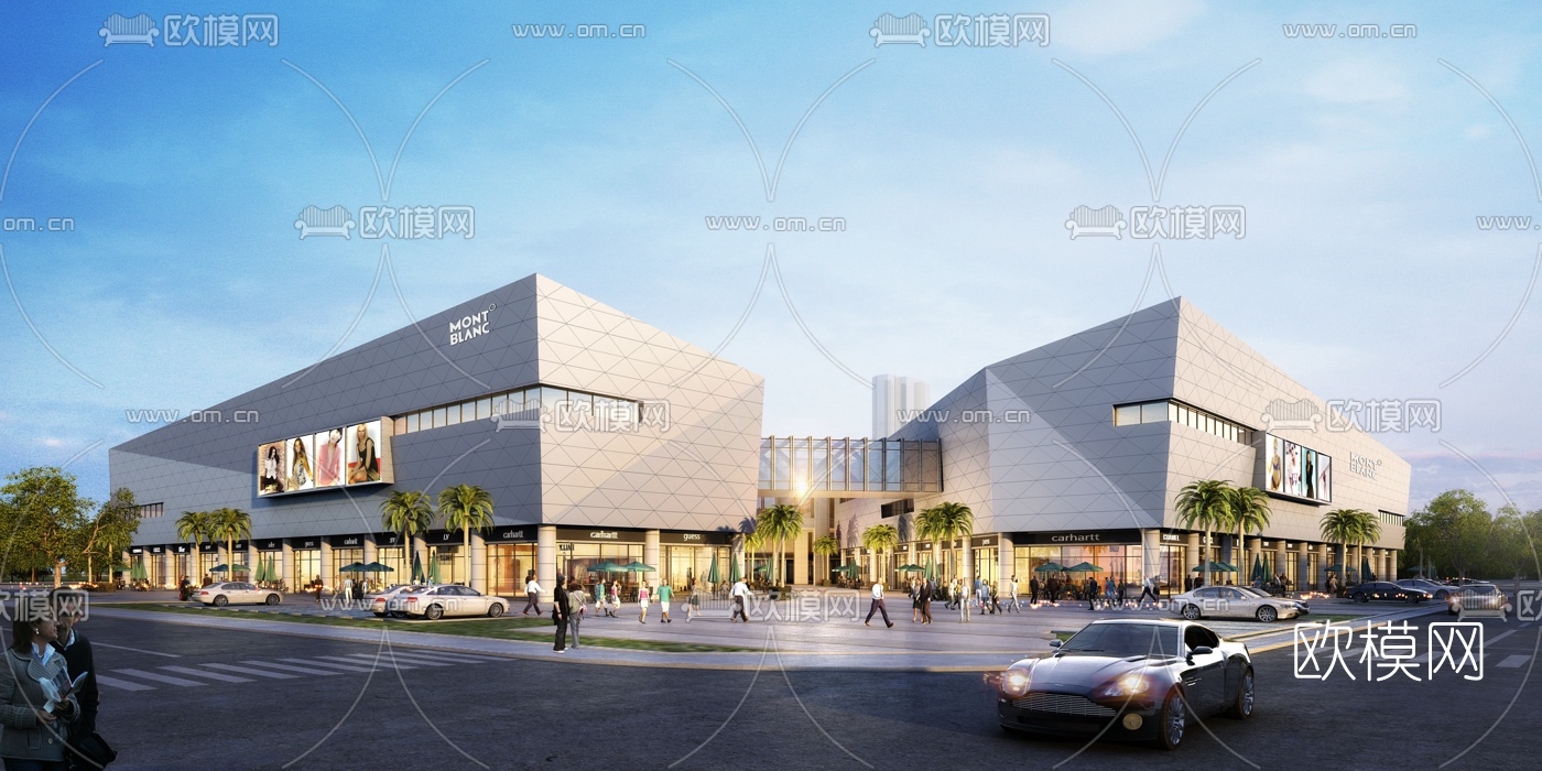 现代商业广场su模型下载（渲染图1）