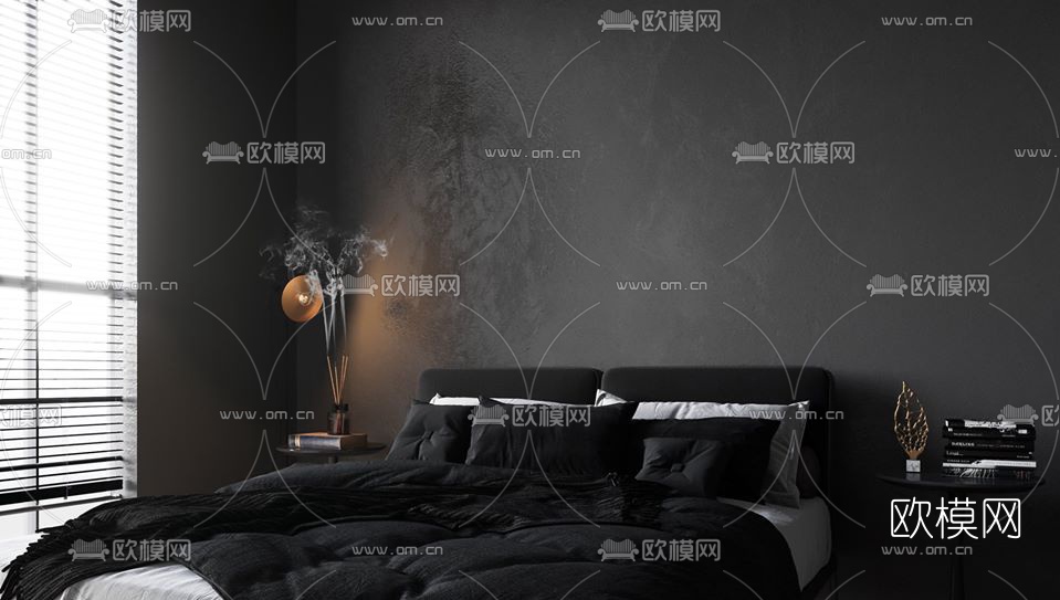 现代高级灰客厅餐厅3d模型