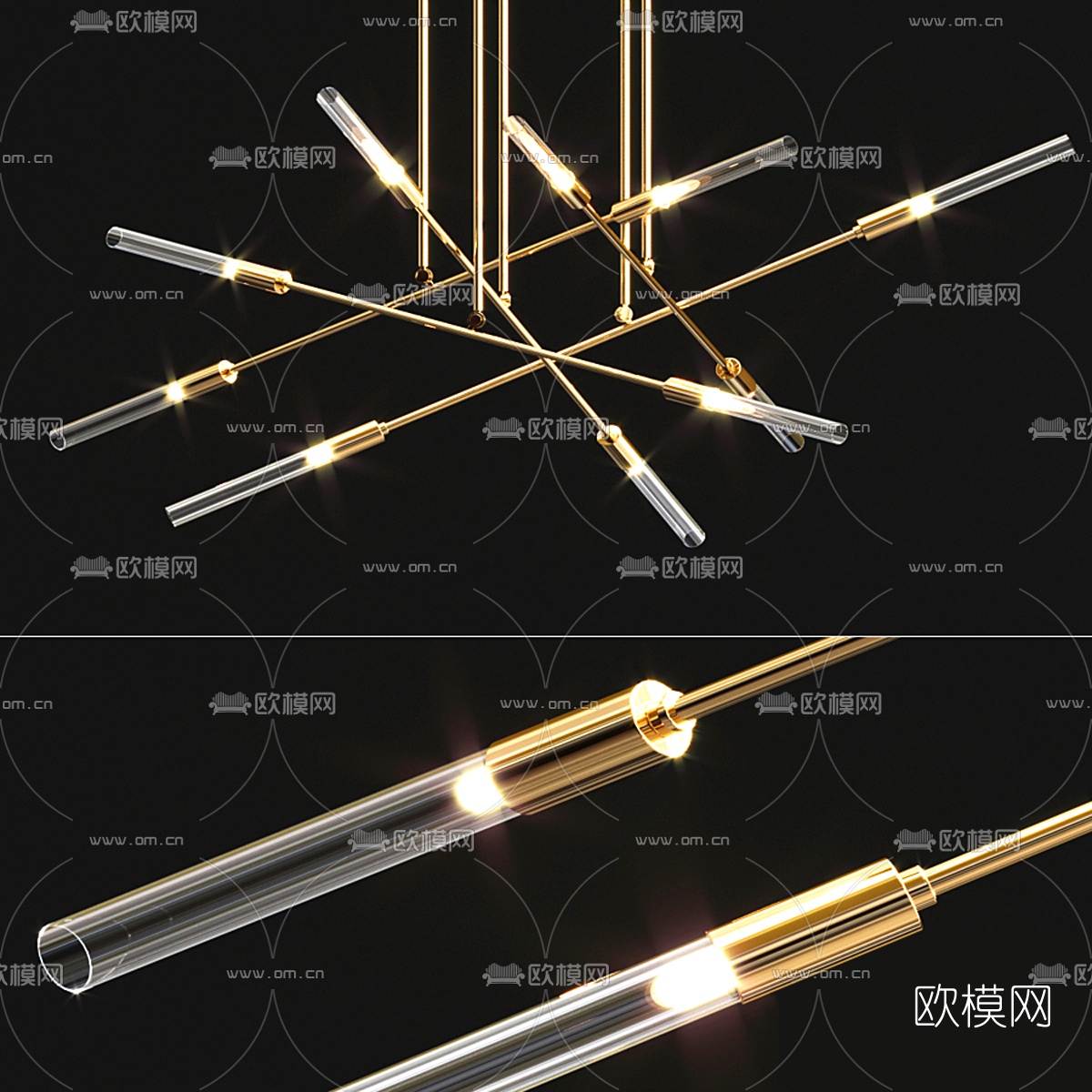 现代轻奢多头吊灯3d模型