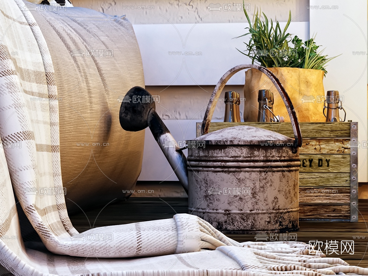 美式花园阳台3d模型下载（渲染图4）