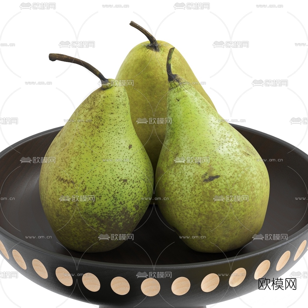 现代果盘水果梨子3d模型