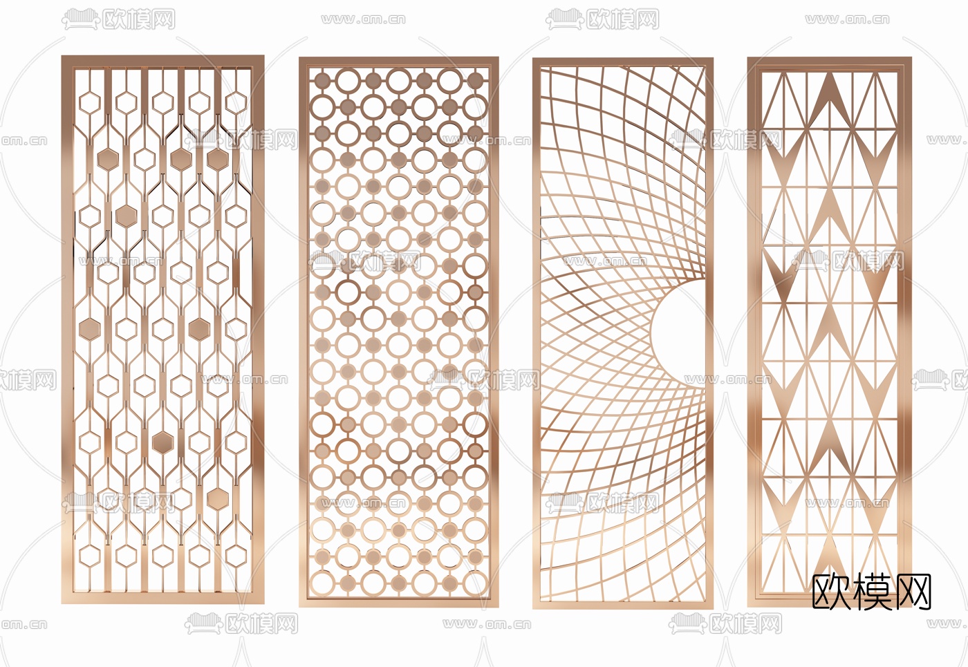 现代轻奢金属屏风隔断3d模型下载