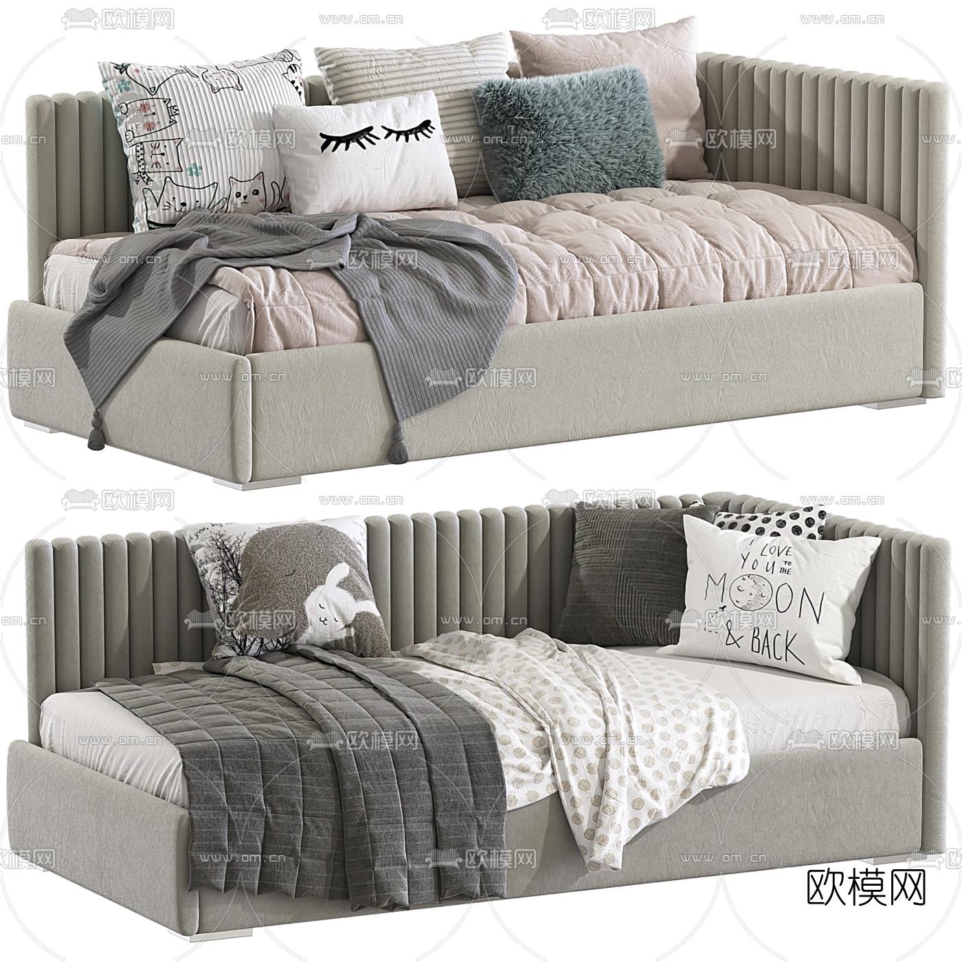 北欧布艺沙发床3d模型下载
