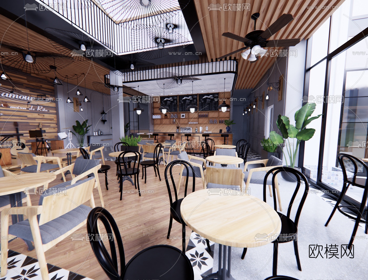 现代咖啡馆su模型下载（渲染图3）
