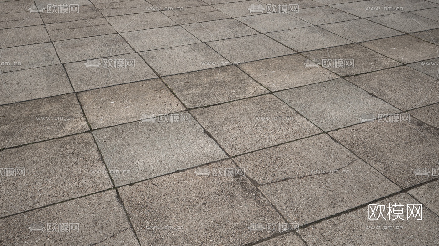 现代混凝土石板道路路面3d模型