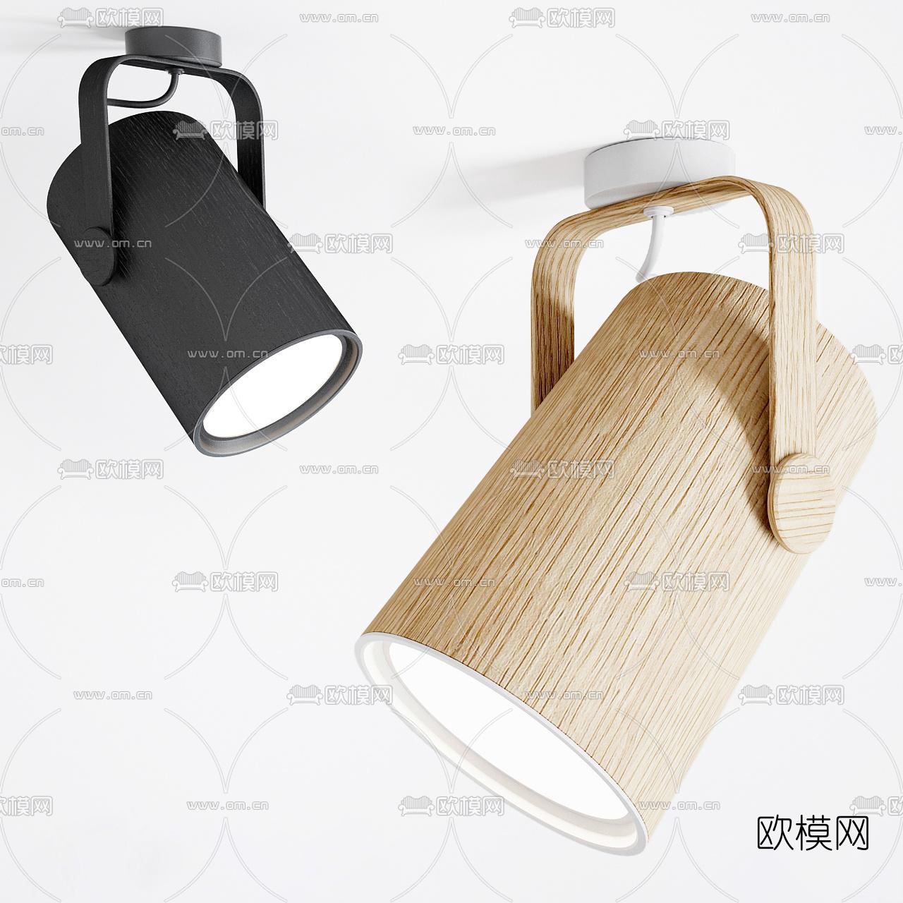 北欧原木射灯3d模型下载