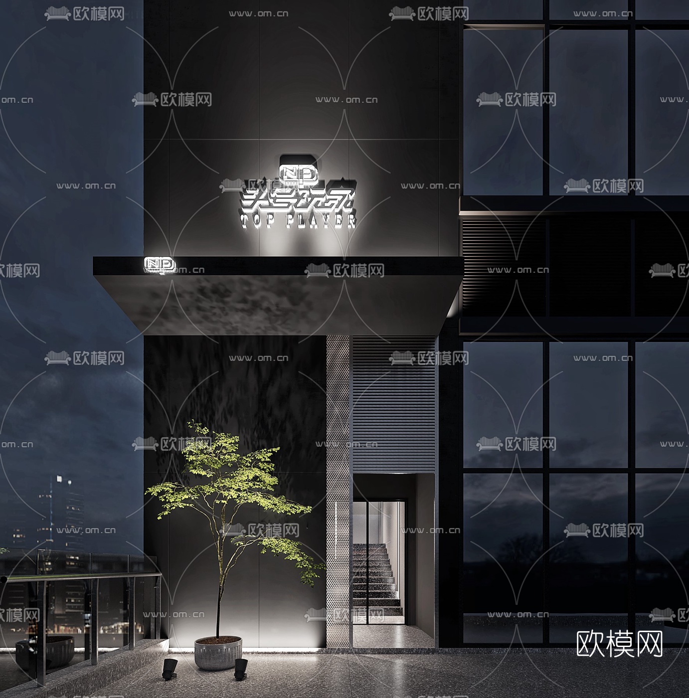 现代网吧网咖门头3d模型
