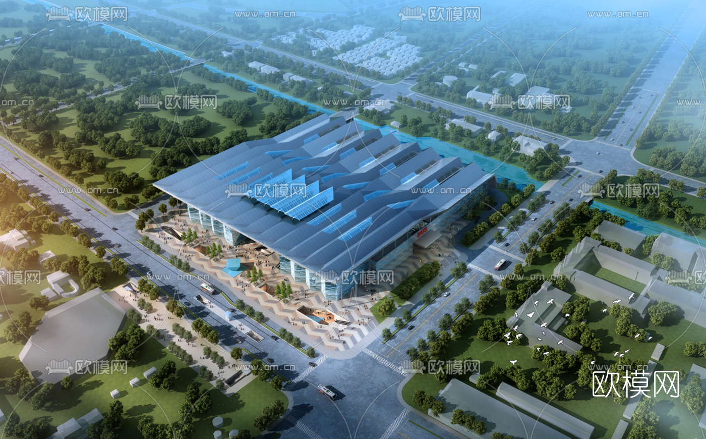 现代汽车站su模型下载（渲染图5）