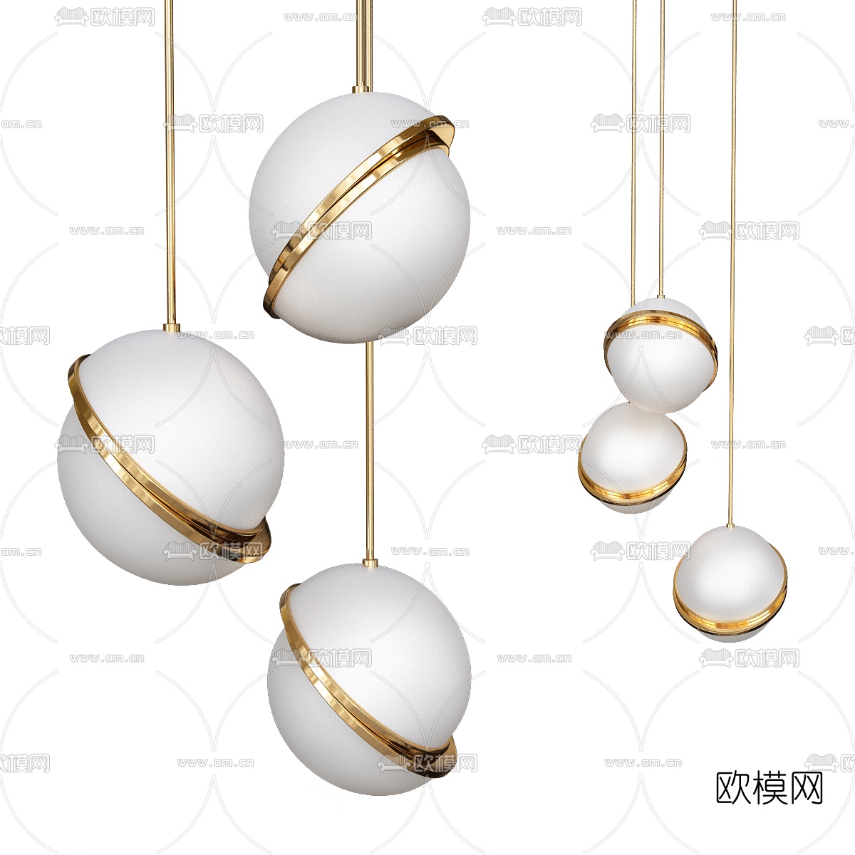 现代金属球形吊灯3d模型下载_ID：10333071_3dmax免费模型-欧模网