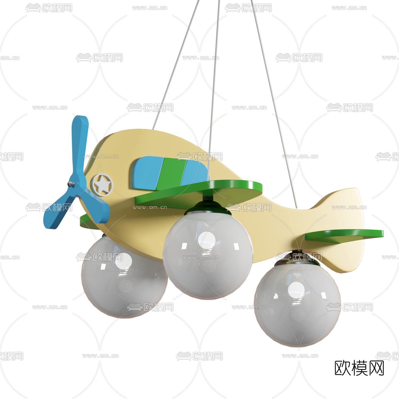 北欧飞机儿童吊灯3d模型