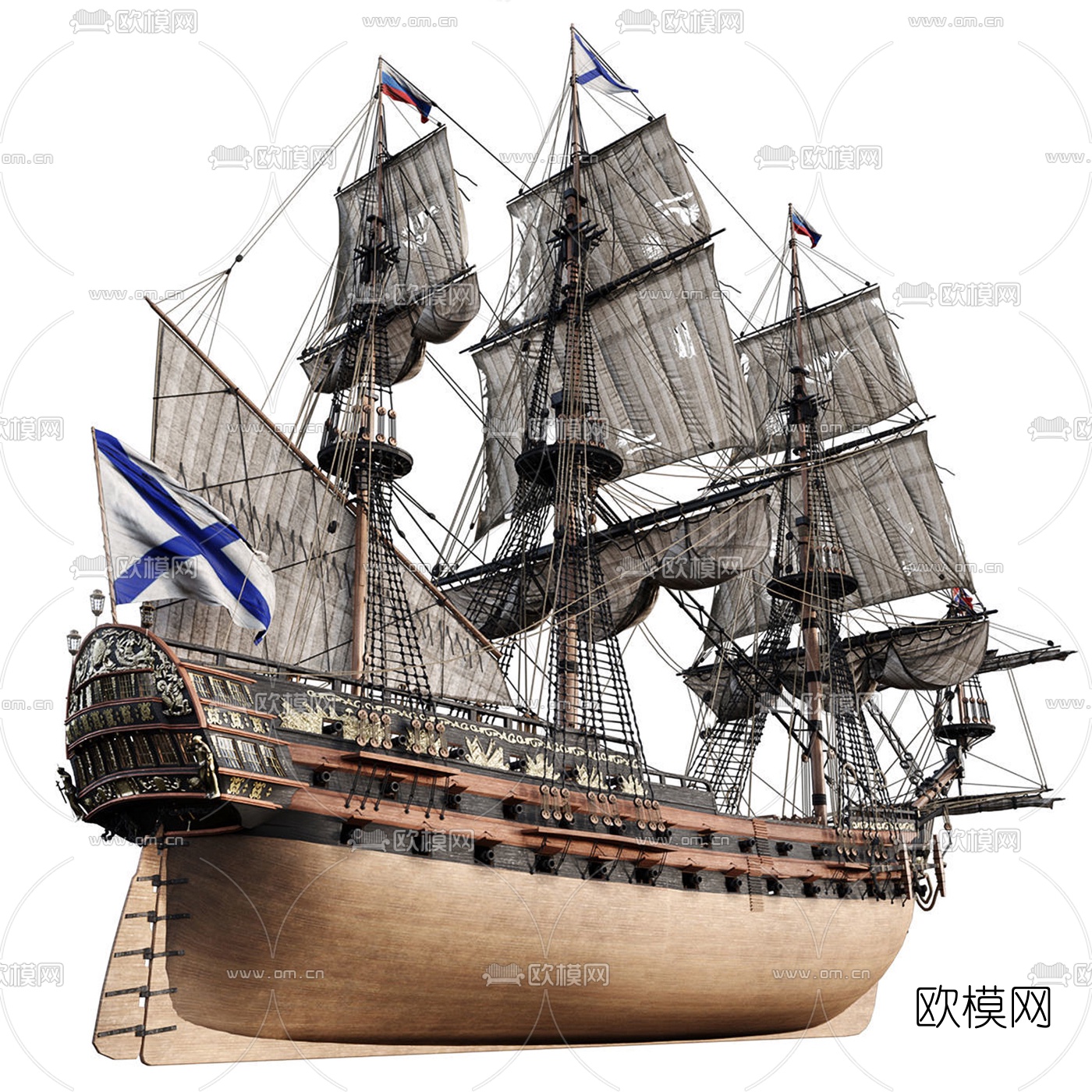 现代航海帆船3d模型
