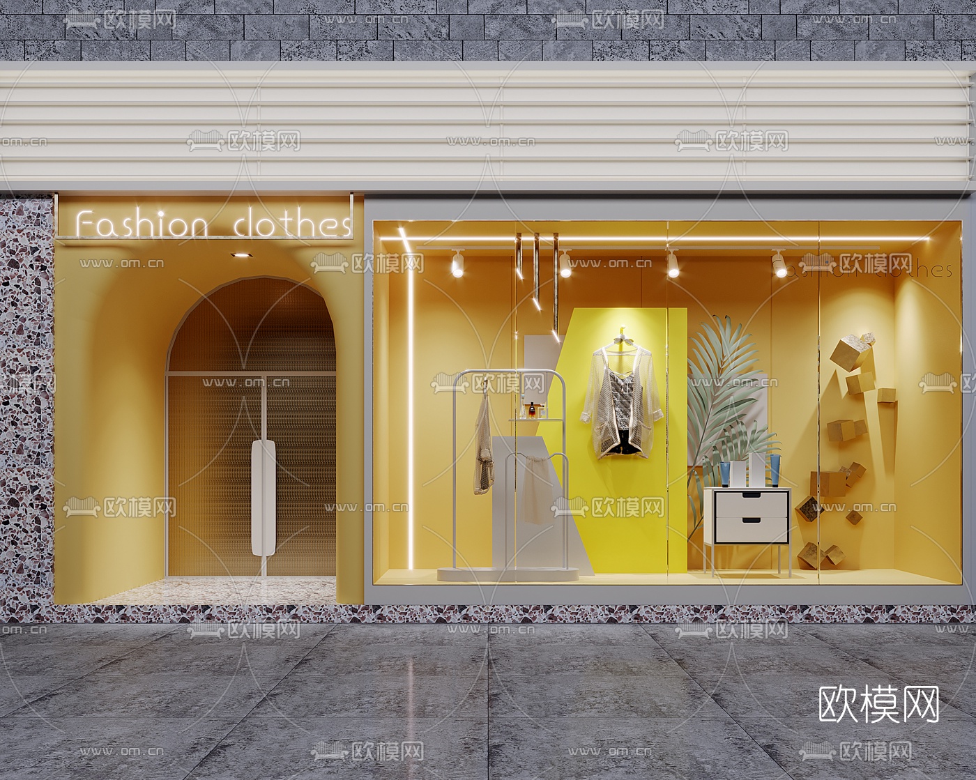 现代橱窗服装门面招牌3d模型下载