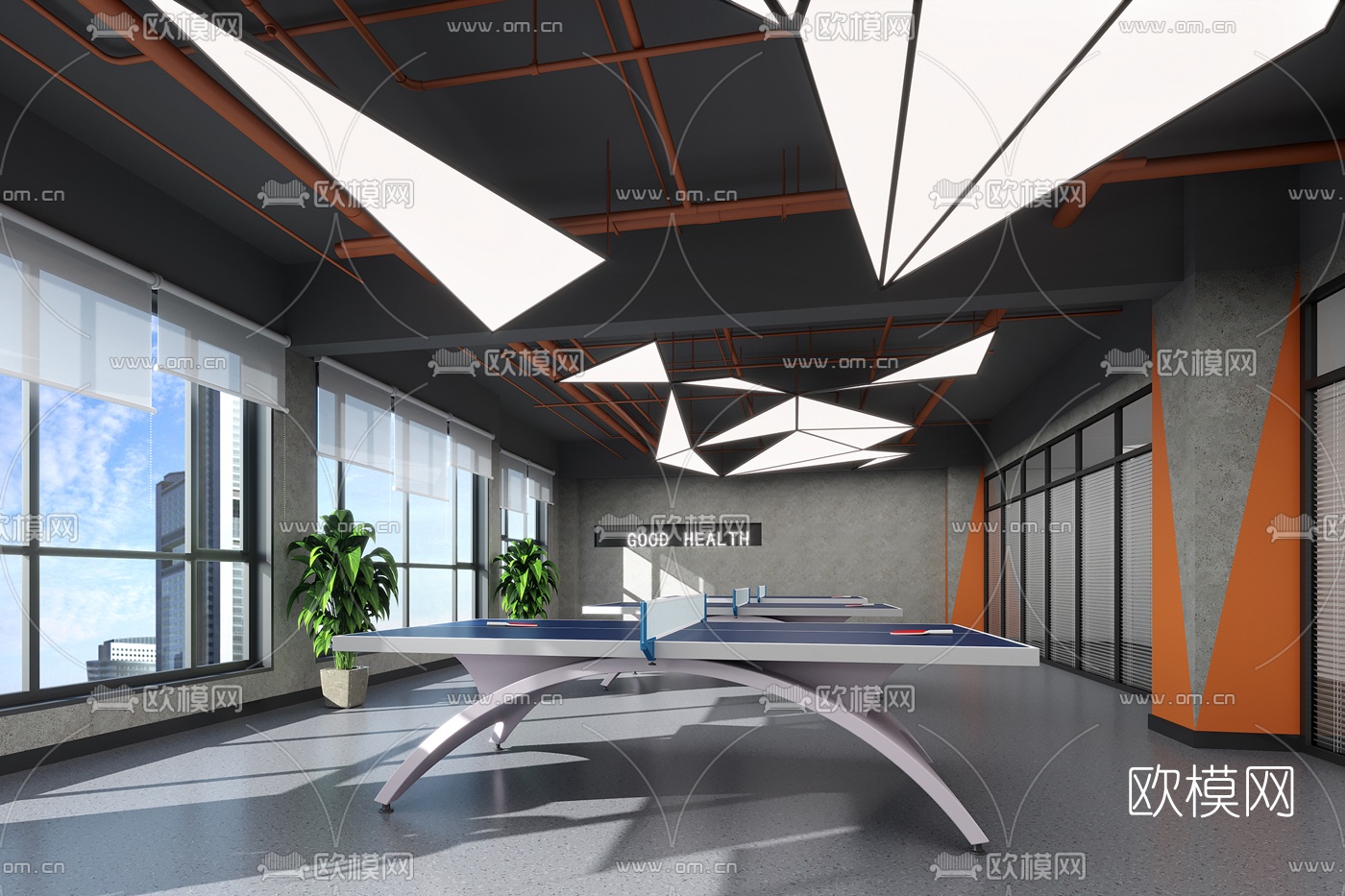 现代乒乓球室活动室3d模型