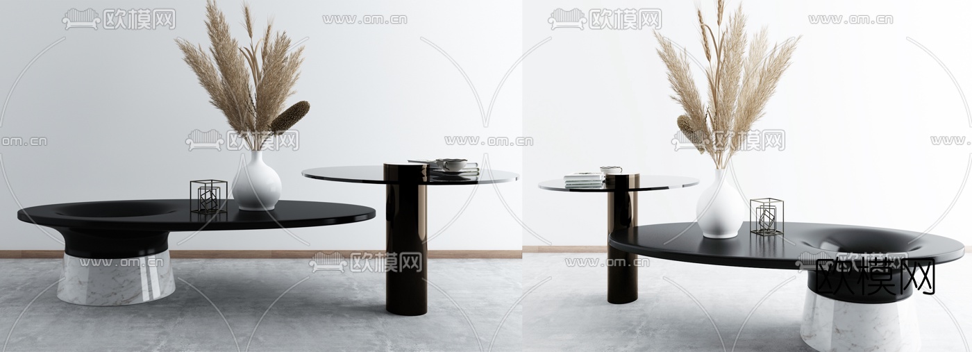 后现代椭圆茶几边几3d模型下载