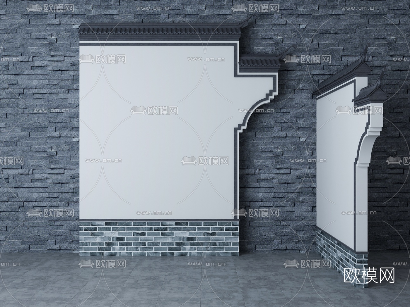 新中式徽派马头墙3d模型