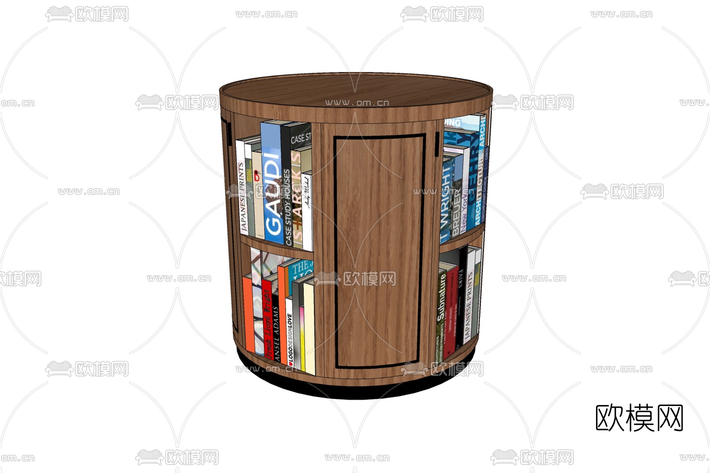现代实木书架免费su模型下载